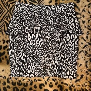 Bebe Leopard Print Skirt with Ruffle